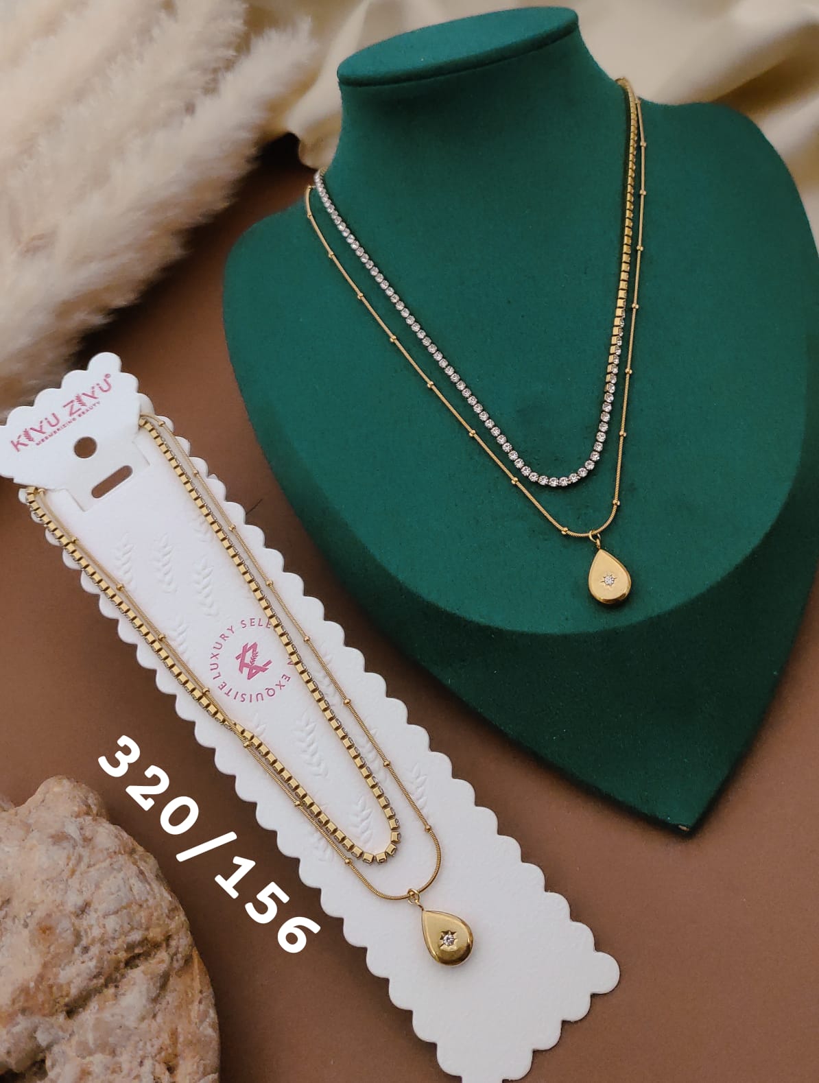 Rhinestone Double Layer Drop Necklace