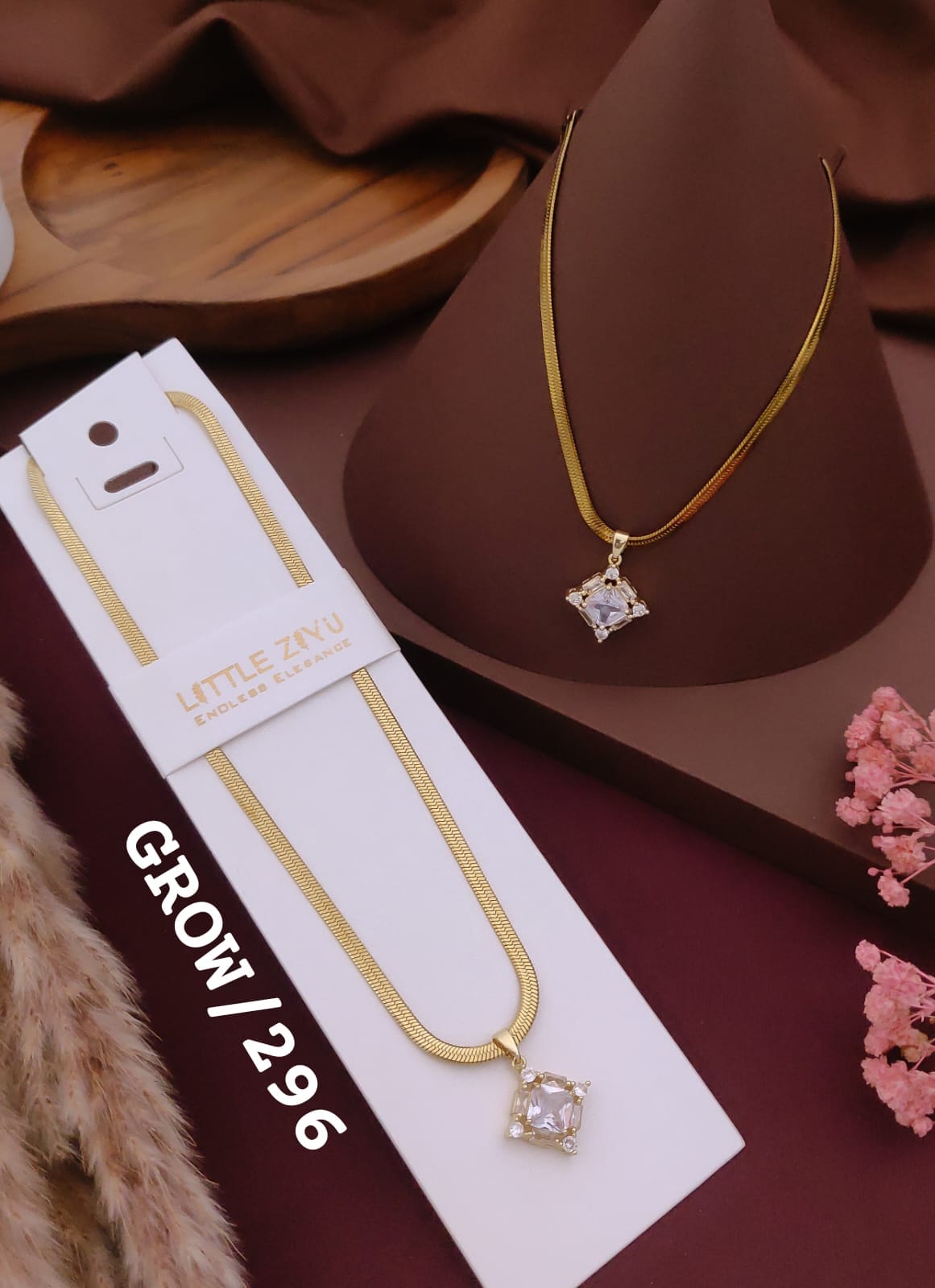 Elegant Crystal Square Pendant Necklace