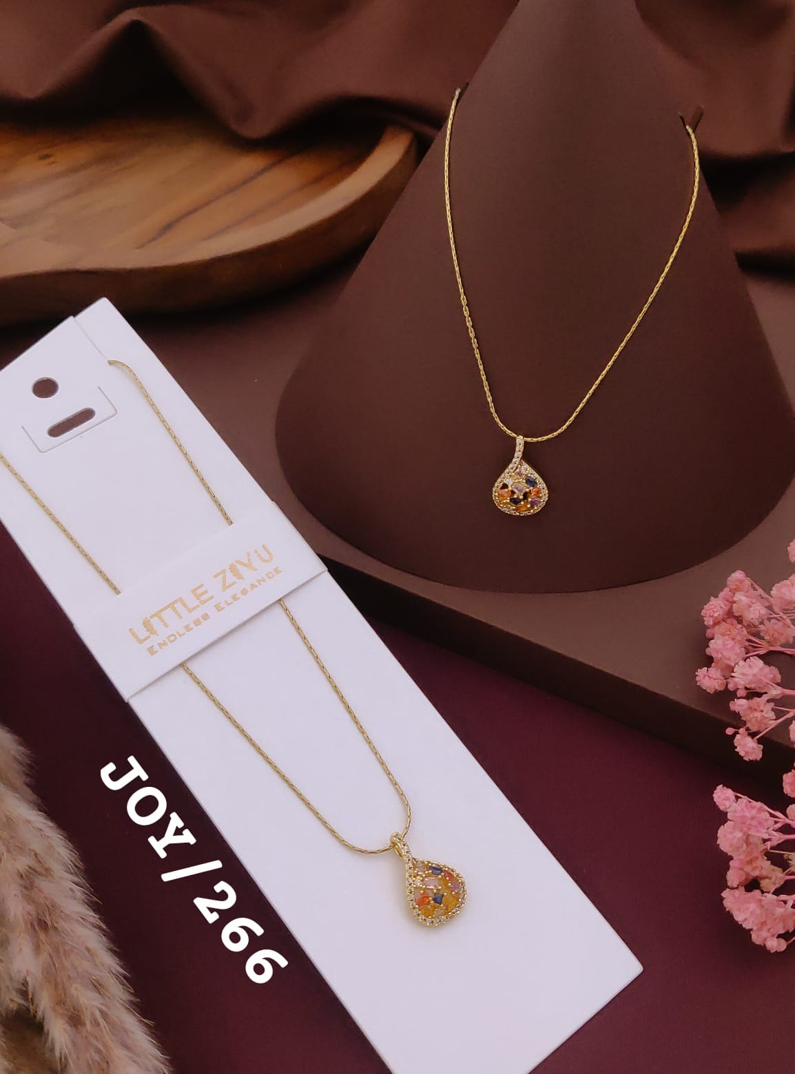 Elegant Multicolor Teardrop Pendant Necklace