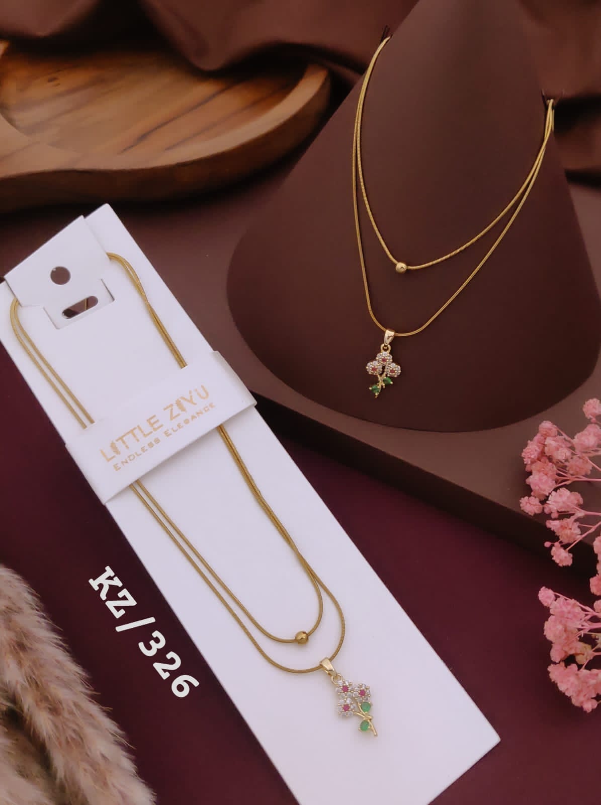 Elegant Floral Crystal Pendant Necklace
