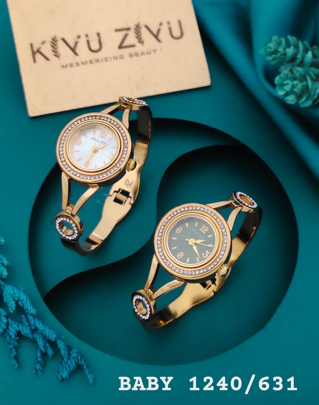 KIYUZIYU Baby Luxury Bracelet Watch – Gold & Crystal