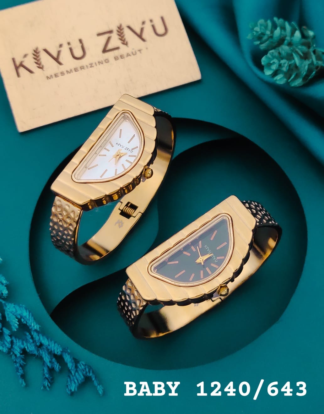 KIYUZIYU Baby Elegant Gold-Tone Textured Bracelet Watch