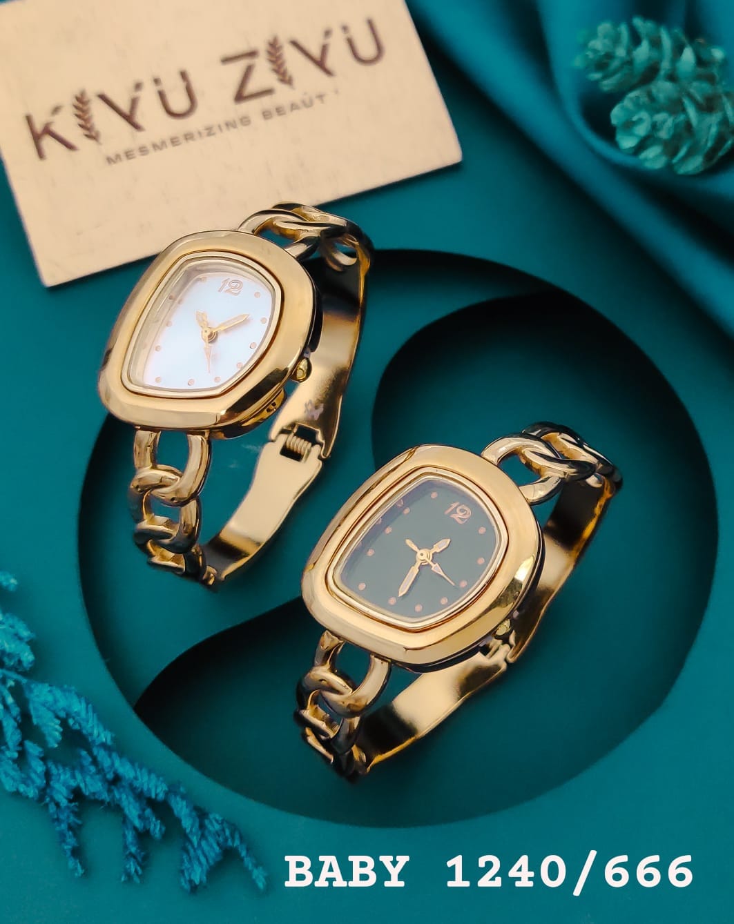 KIYUZIYU Baby Gold-Tone Oval Link Bracelet Watch