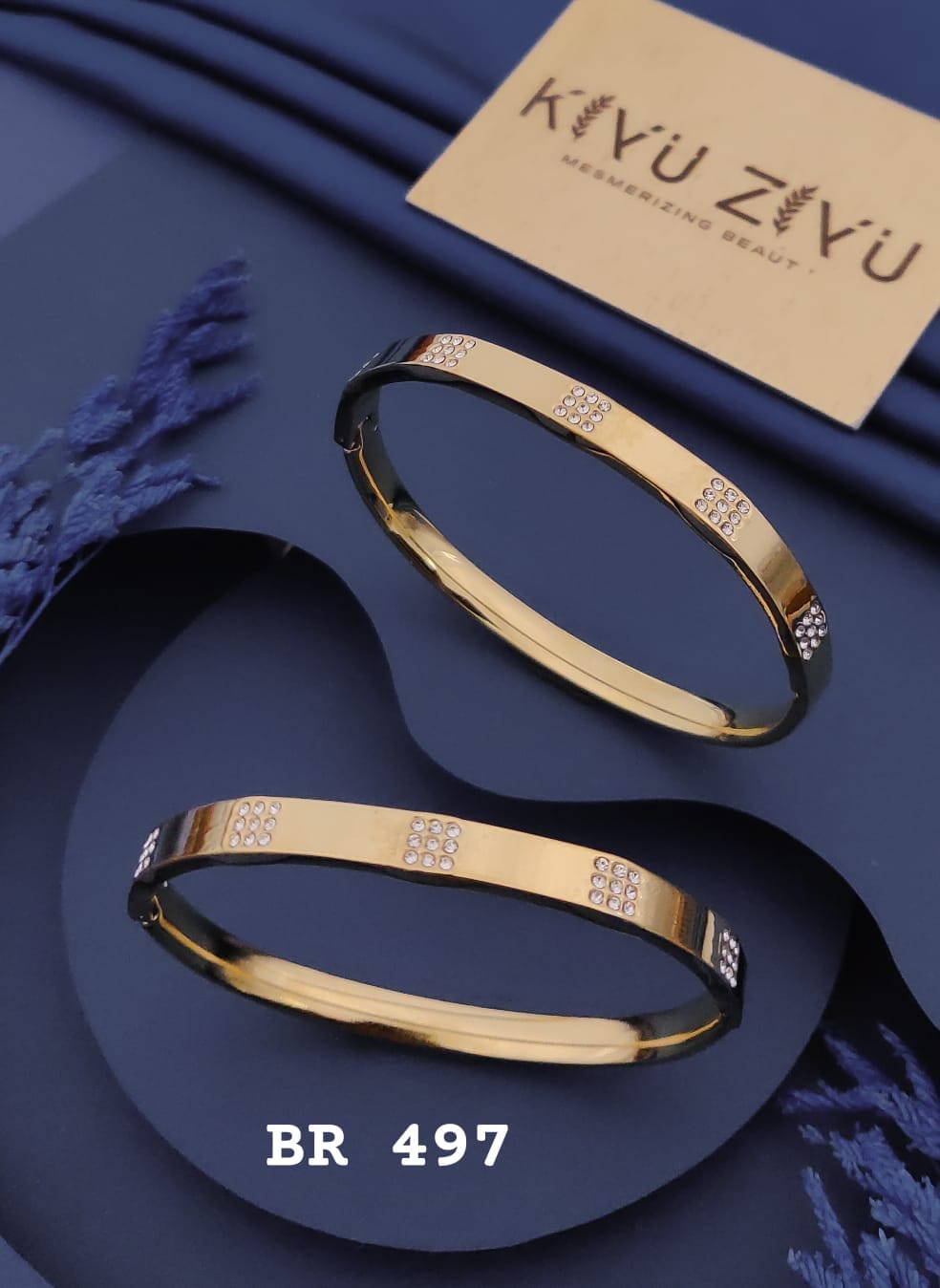 Crystal Cluster Gold-Tone Adjustable Kada Bracelet