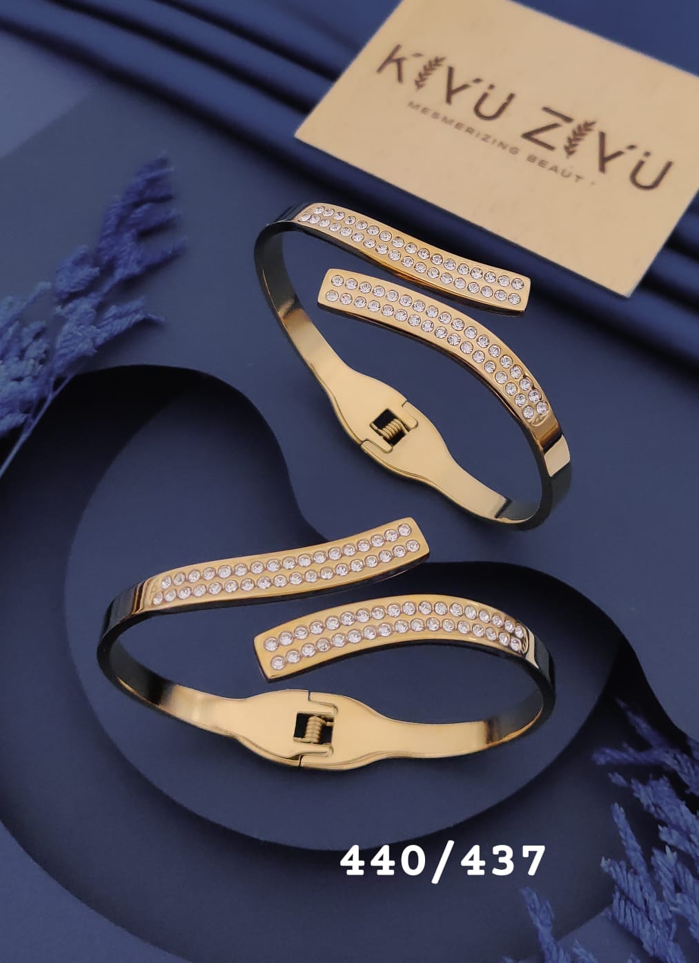 Double Row Crystal Gold Adjustable Bracelet