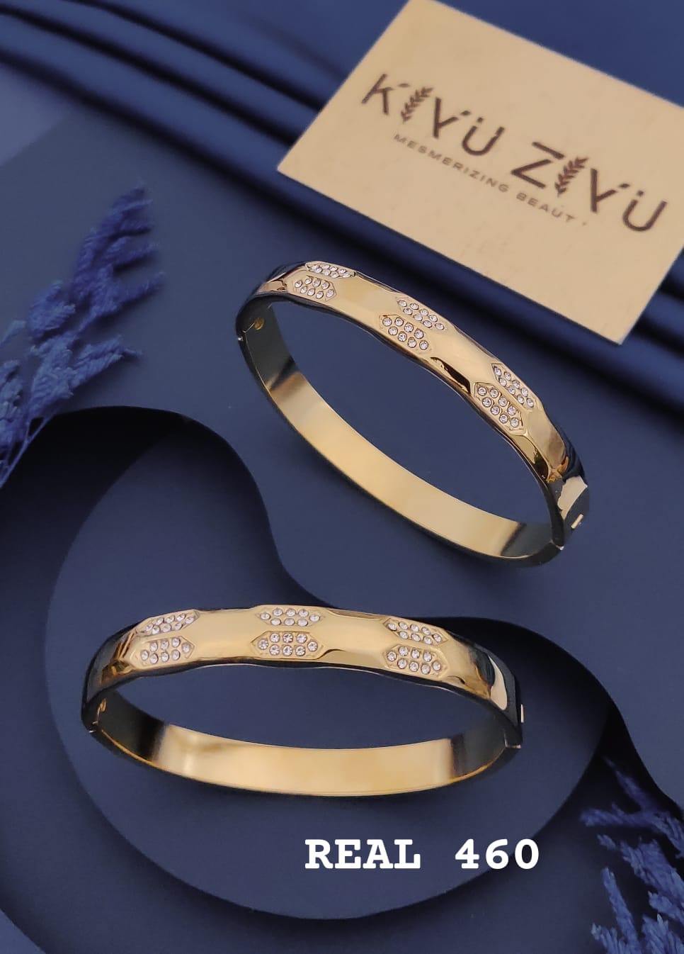 Crystal Leaf Motif Gold-Tone Bracelet