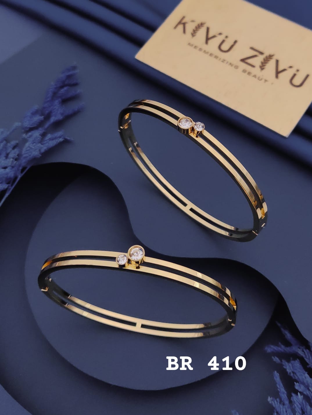 Triple Wave Crystal Gold Cuff Bracelet