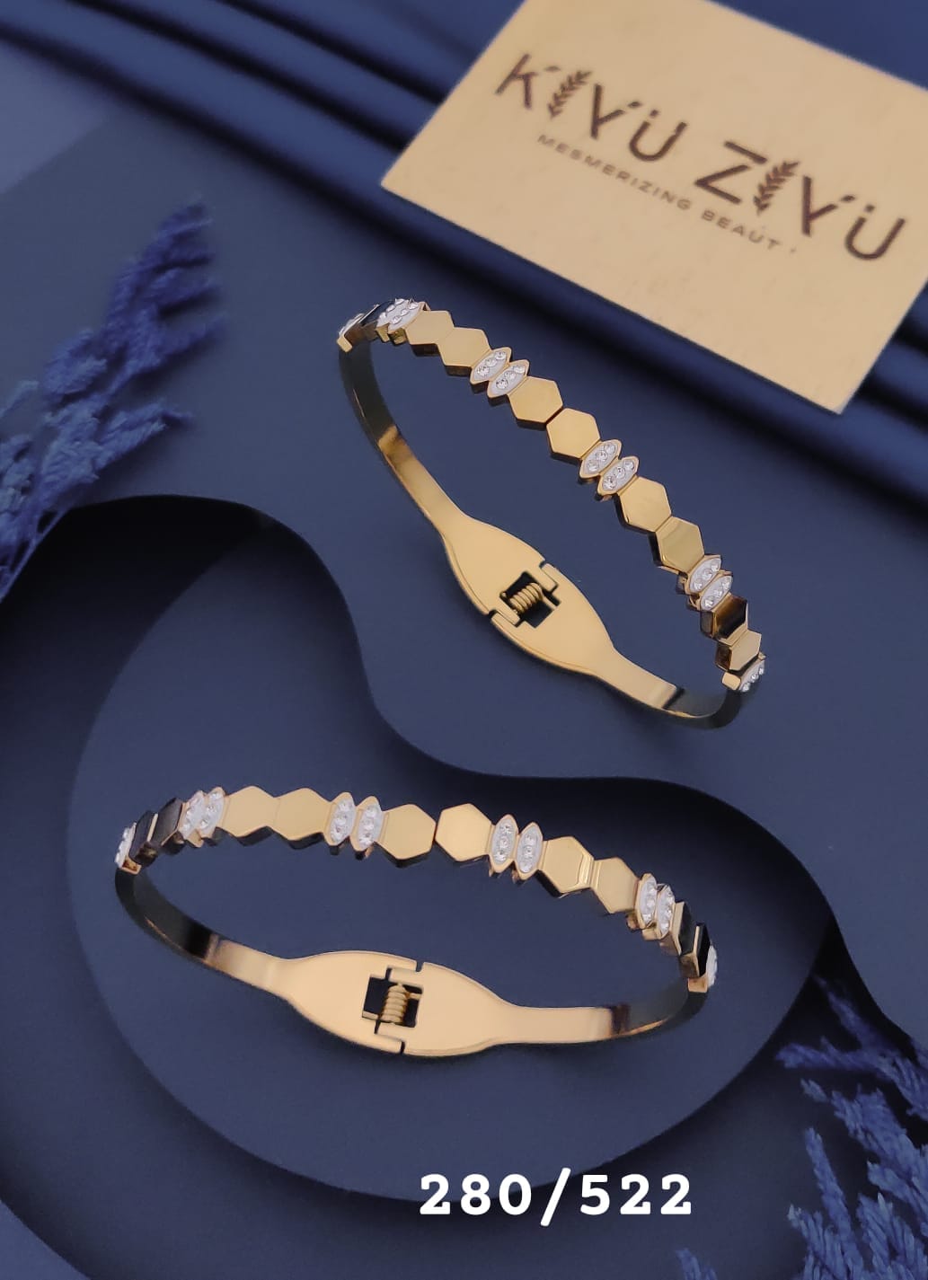 Golden Geometric Crystal Adjustable Bracelet