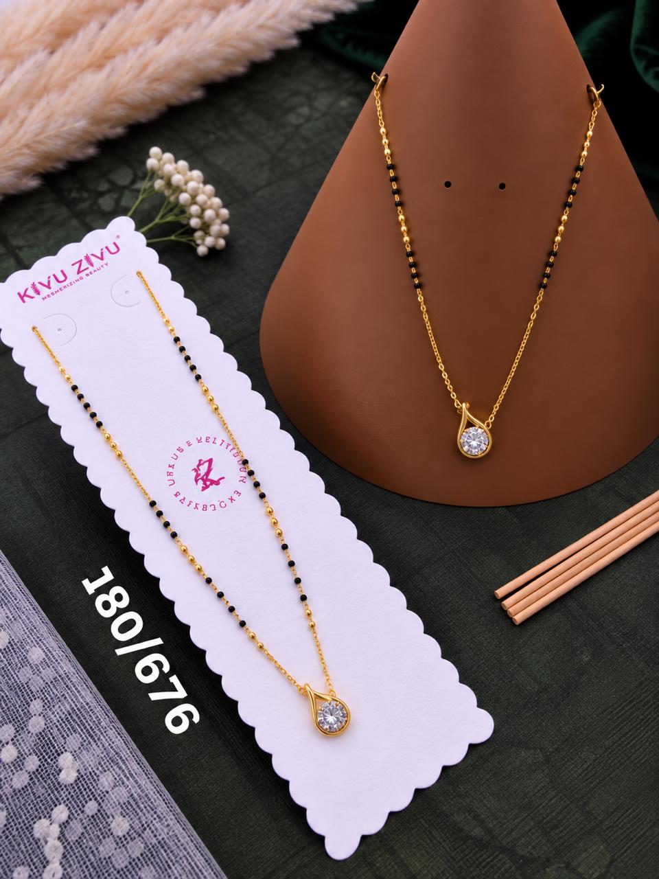 Crystal Teardrop Pendant Mangalsutra