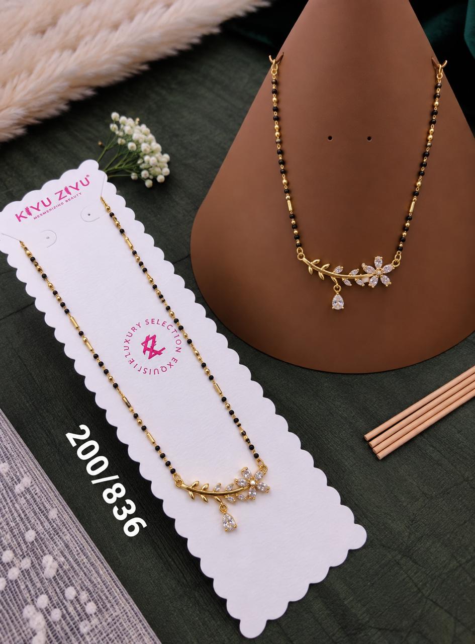 Floral Crystal Drop Mangalsutra Necklace