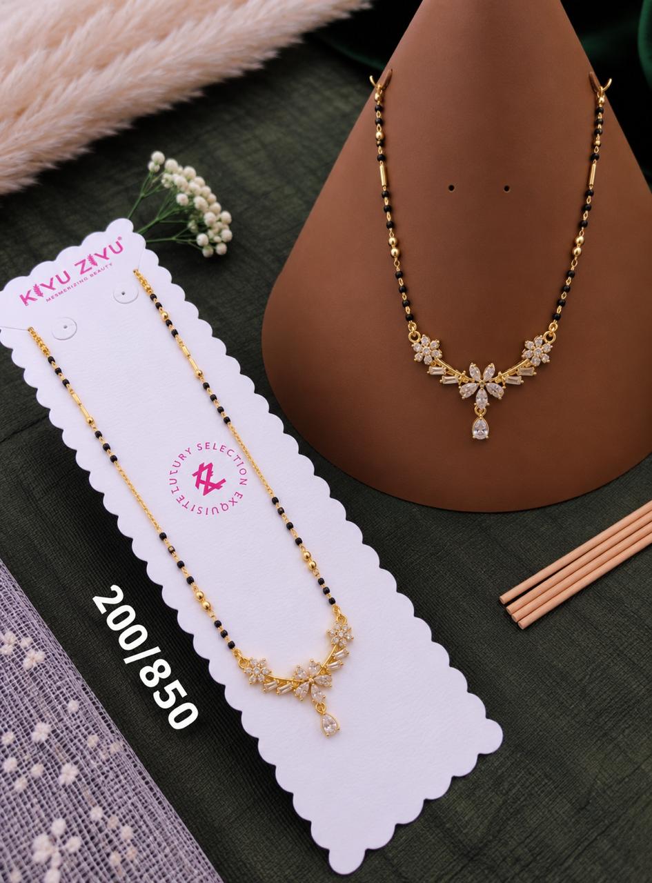 Floral Crystal Drop Mangalsutra Necklace