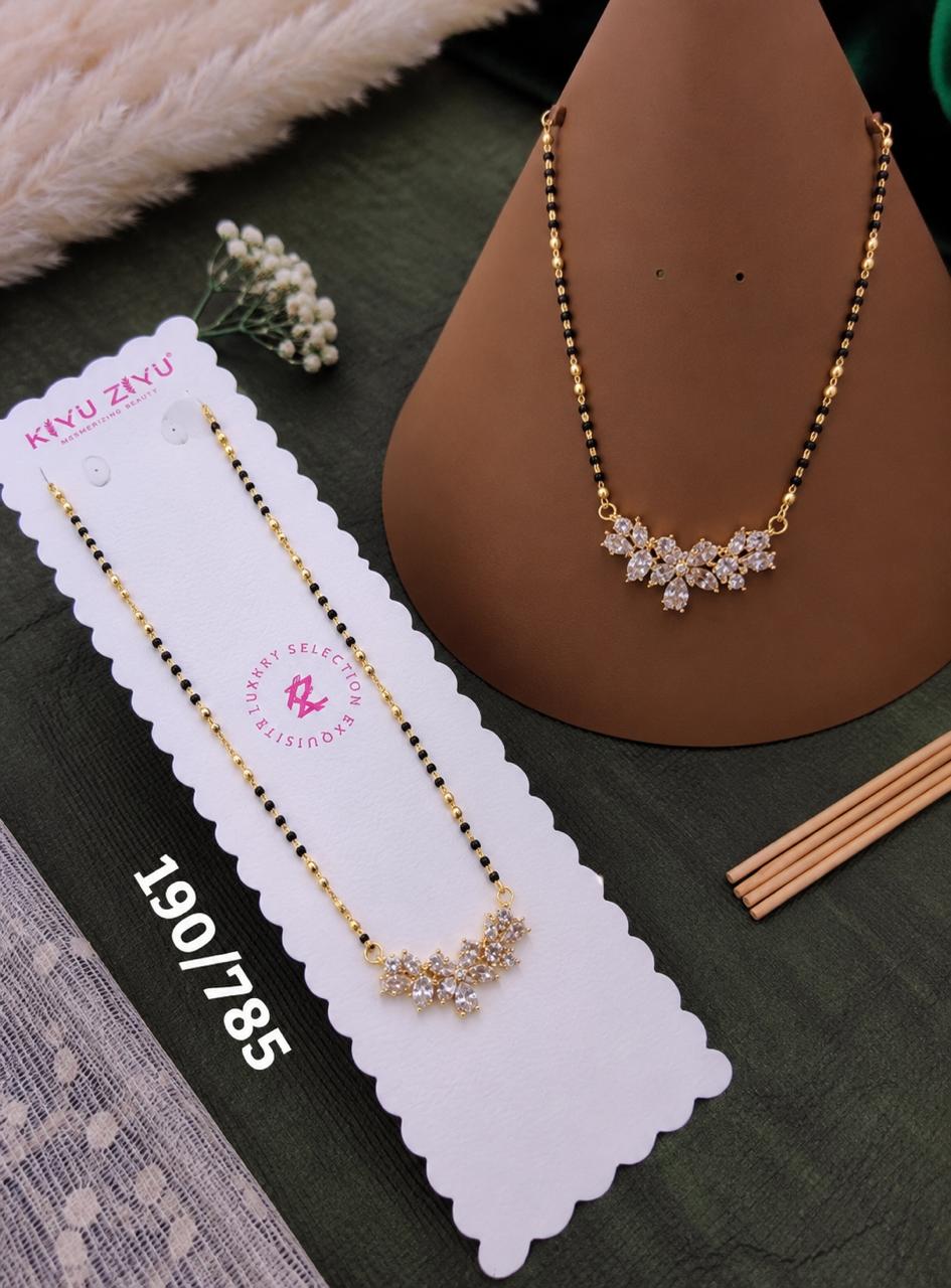 Crystal Floral Cluster Mangalsutra Necklace