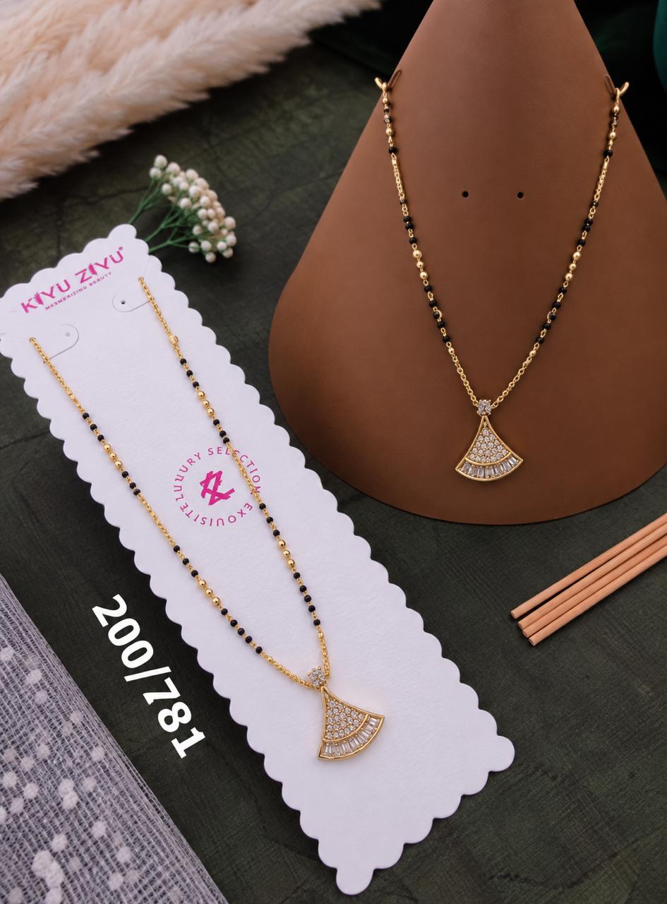 Crystal Fan Pendant Mangalsutra Necklace
