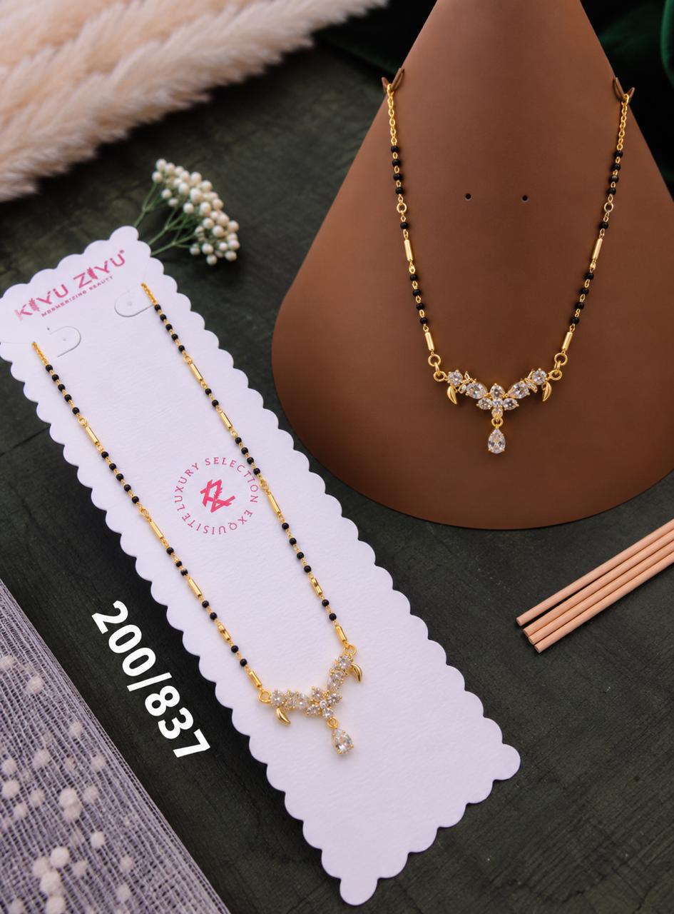 Elegant Crystal Floral Drop Mangalsutra Necklace