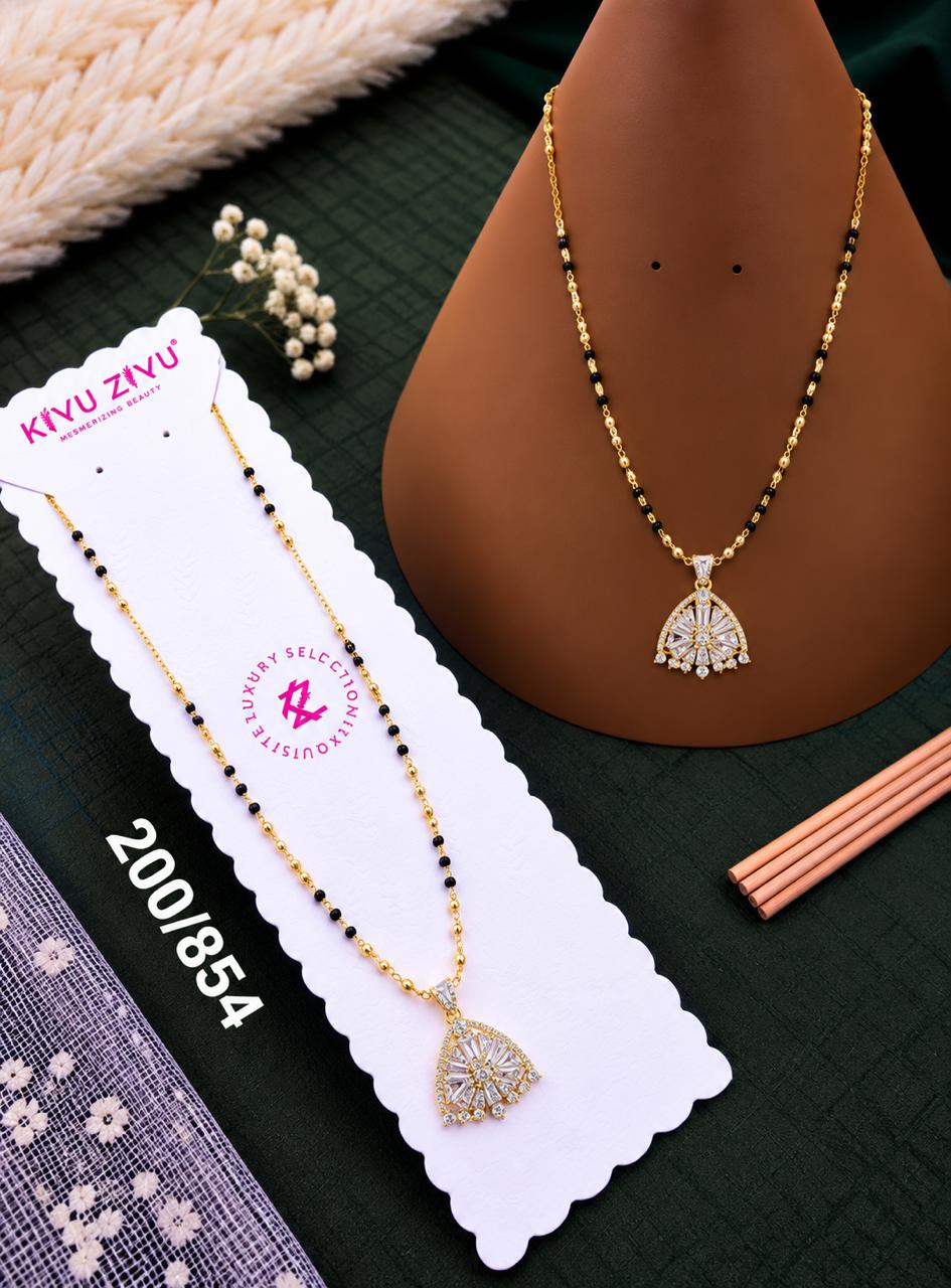 Radiant Fan Crystal Pendant Mangalsutra