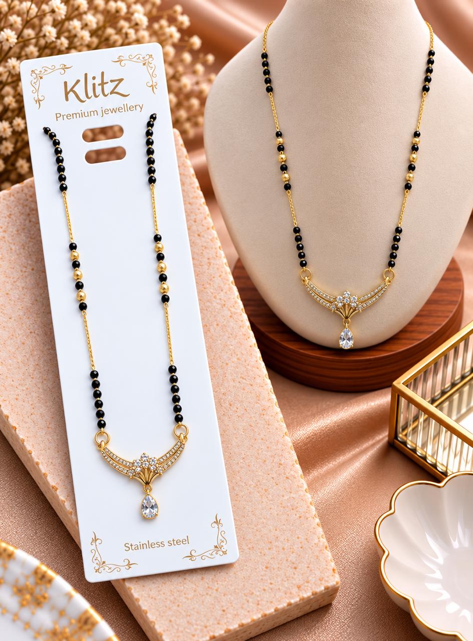 Elegant Crystal Drop Pendant Mangalsutra