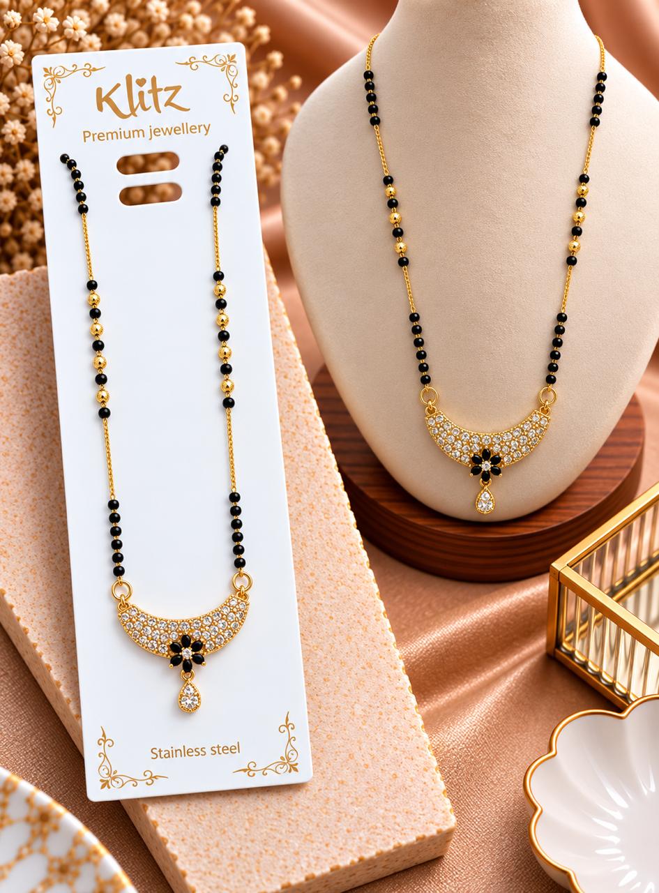 Golden Floral Crystal Mangalsutra
