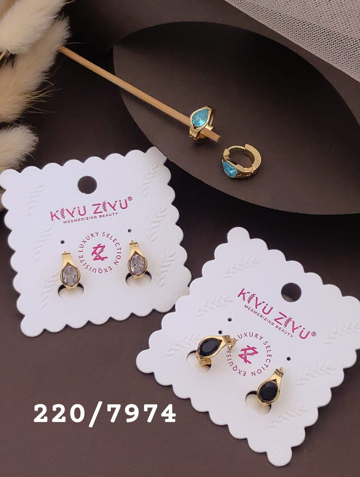 Golden Teardrop Crystal Stud Earrings
