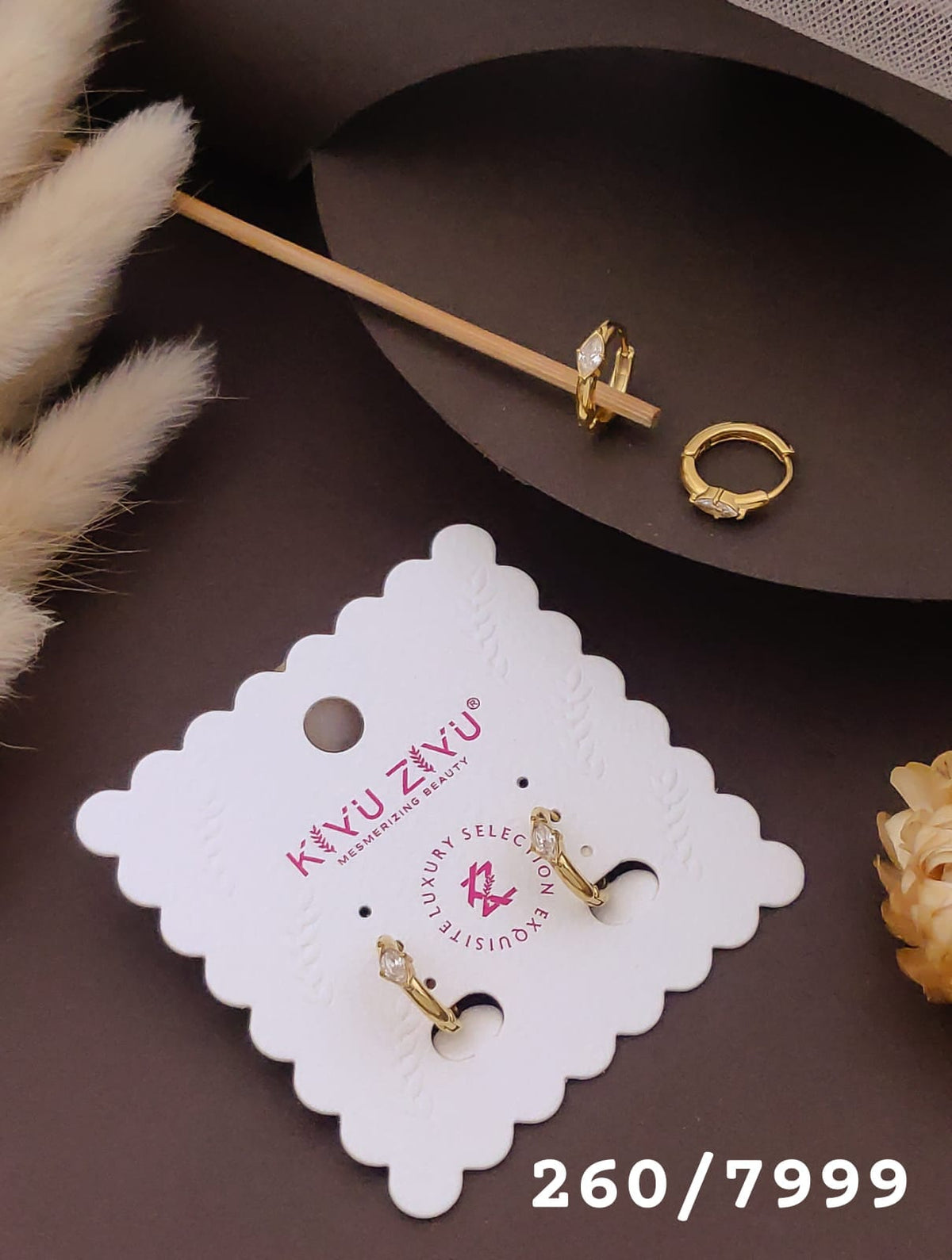 Golden Crystal Accent Mini Hoop Earrings
