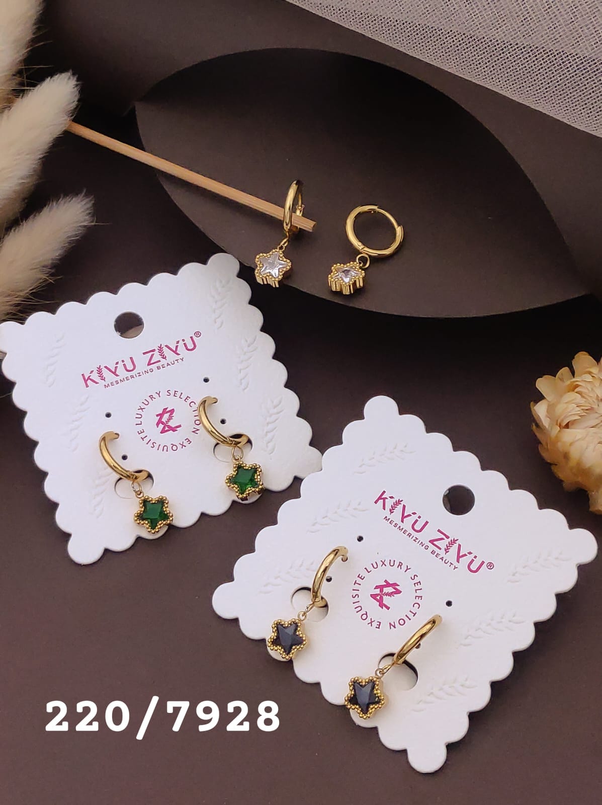 Elegant Star Crystal Drop Hoop Earrings