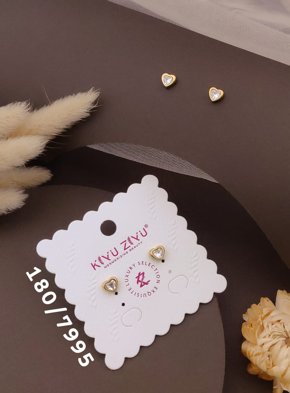 Heart-Shaped Crystal Stud Earrings