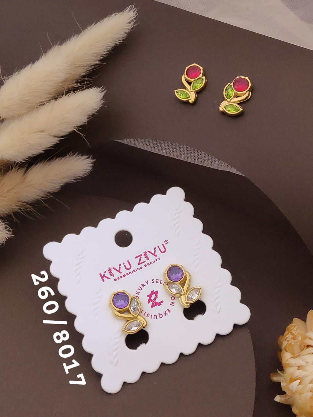 Royal Bloom Purple Stone Earrings