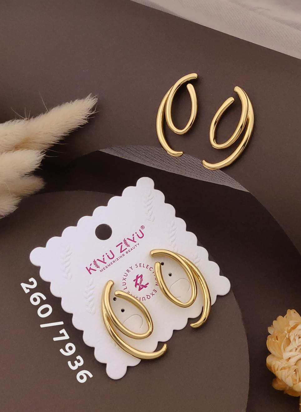 Sleek Double Hoop Gold Earrings