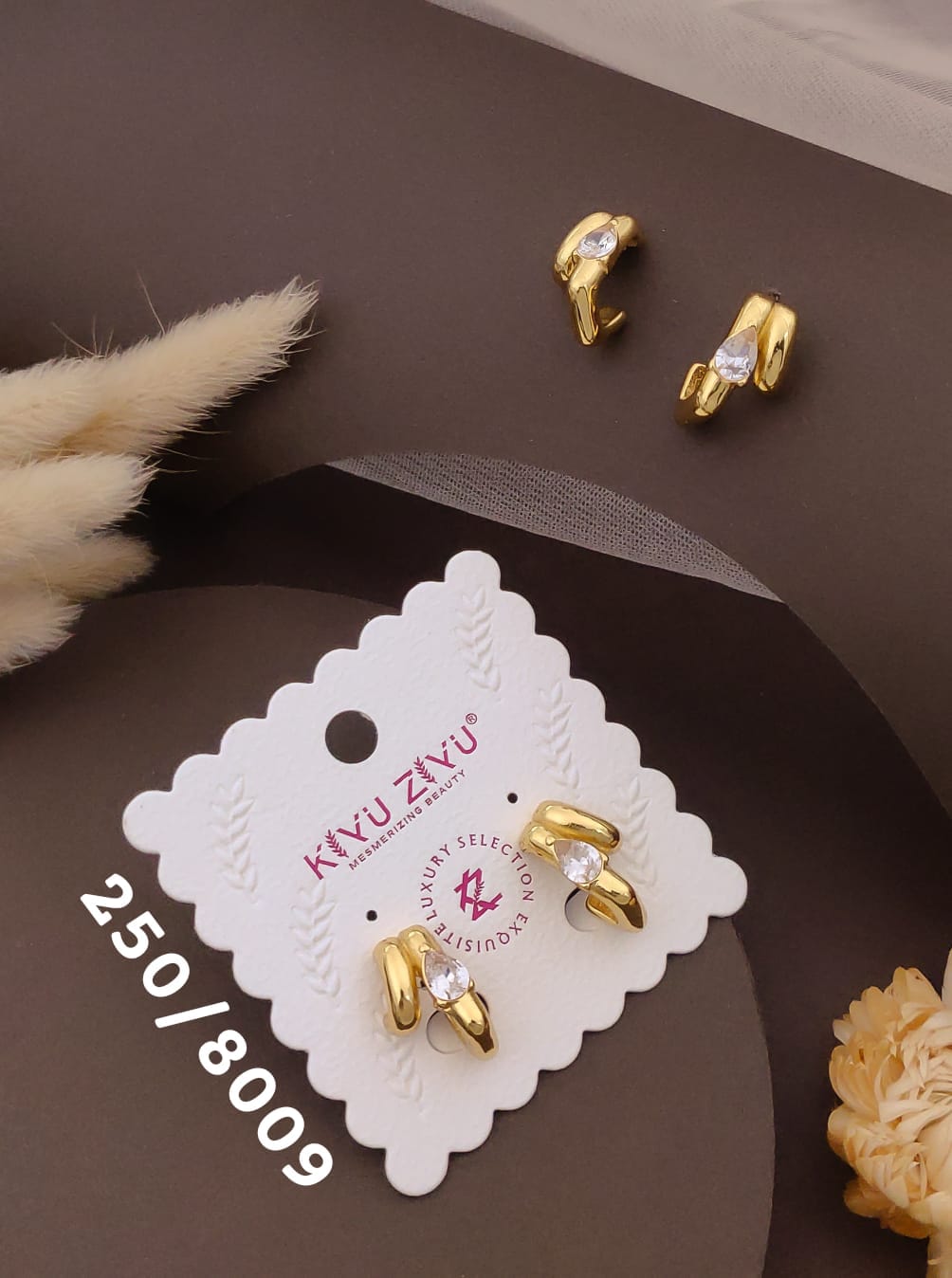 Golden Teardrop Crystal Hoop Earrings