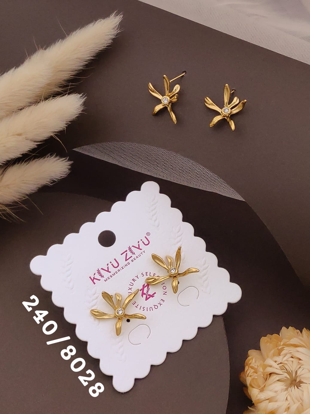 Golden Bloom Crystal Stud Earrings