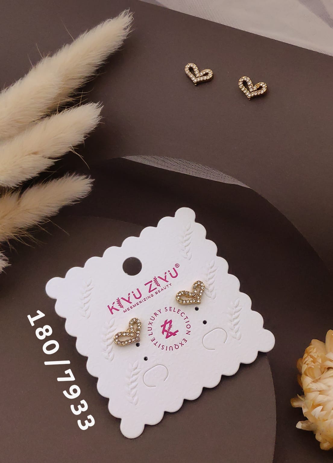 Golden Crystal V-Shape Stud Earrings