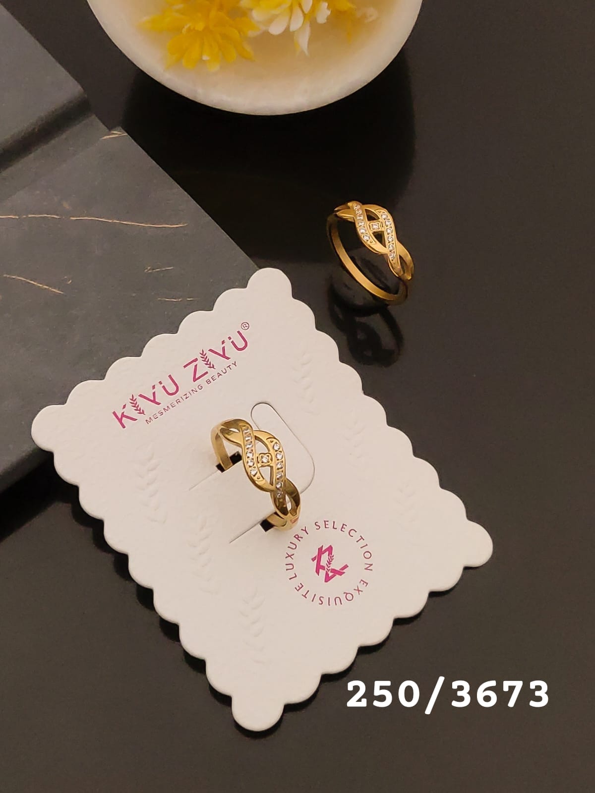 Elegant Gold-Tone Infinity Crystal Ring