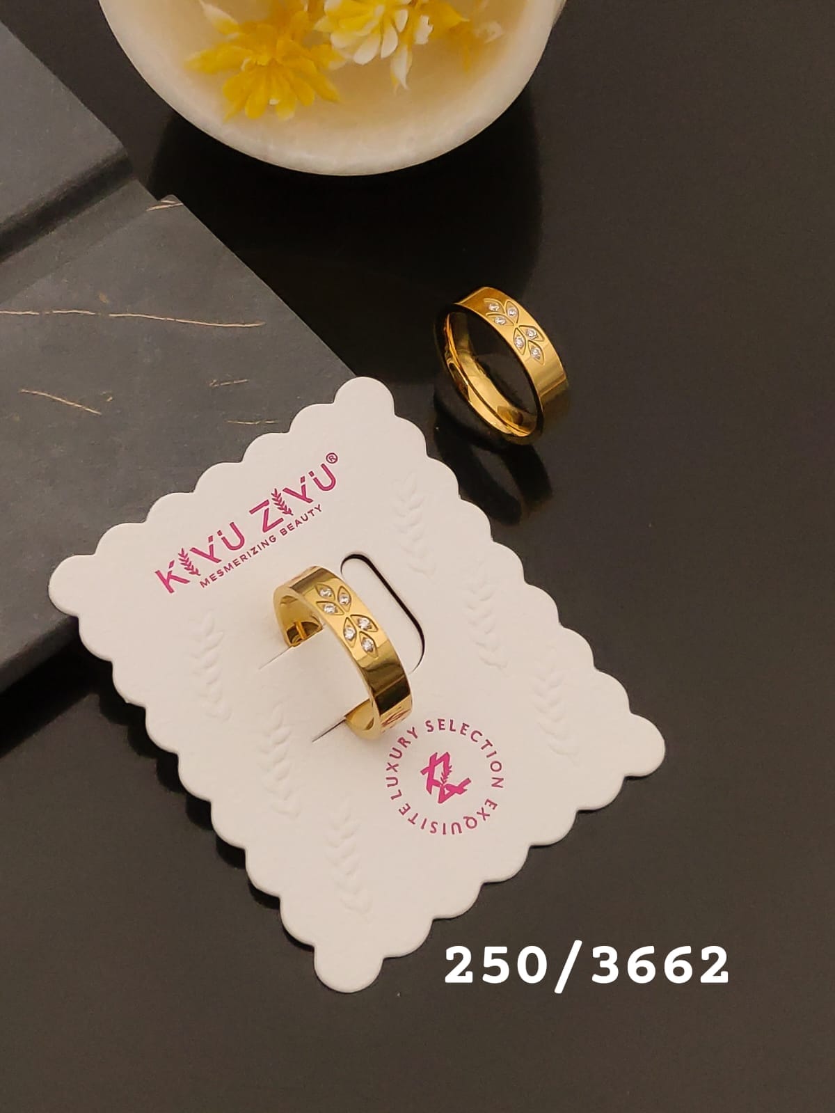 Elegant Gold-Tone Crystal Accent Band Ring