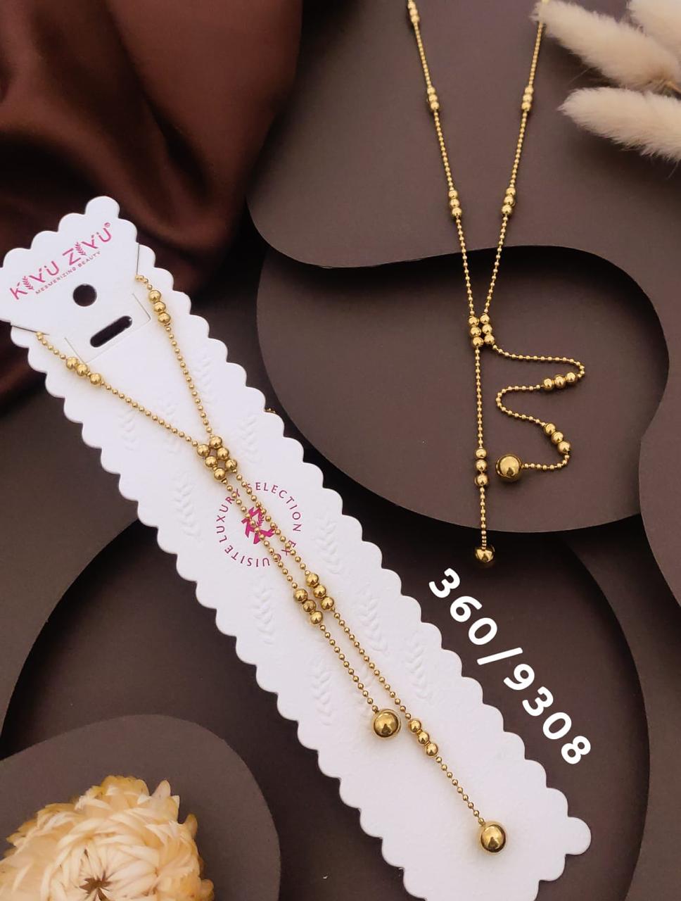 Elegant Gold Beaded Y-Lariat Necklace