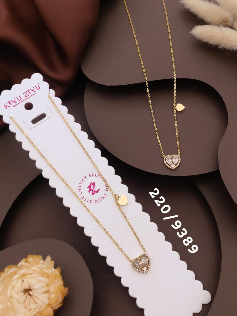 Elegant Heart Charm Gold-Tone Necklace