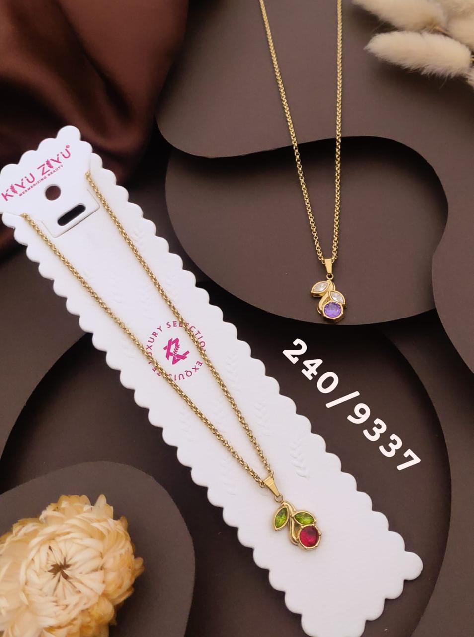 Elegant Gold-Tone Multicolor Gemstone Pendant Necklace