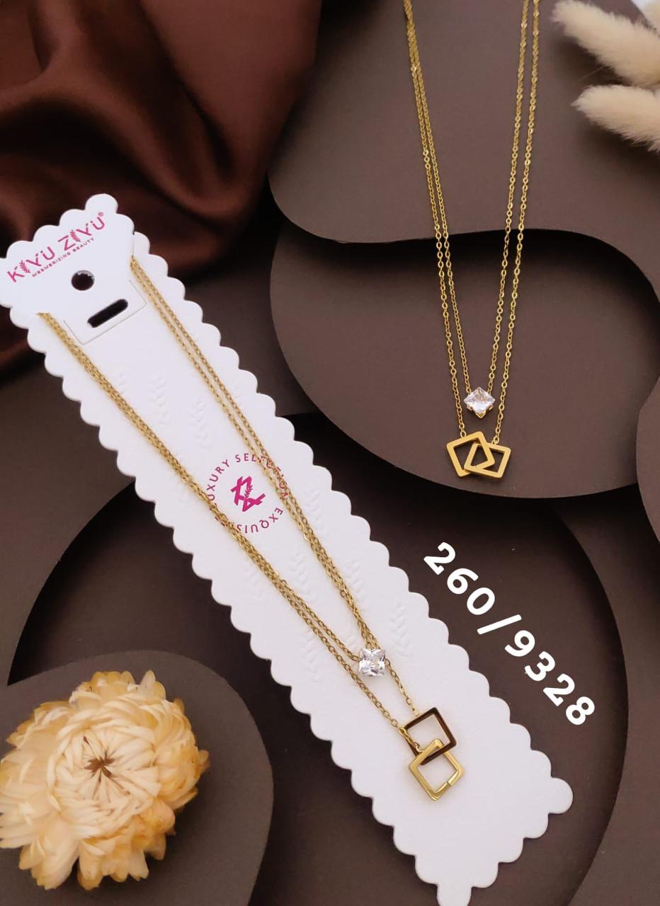 Elegant Geometric Double-Layer Crystal Pendant Necklace