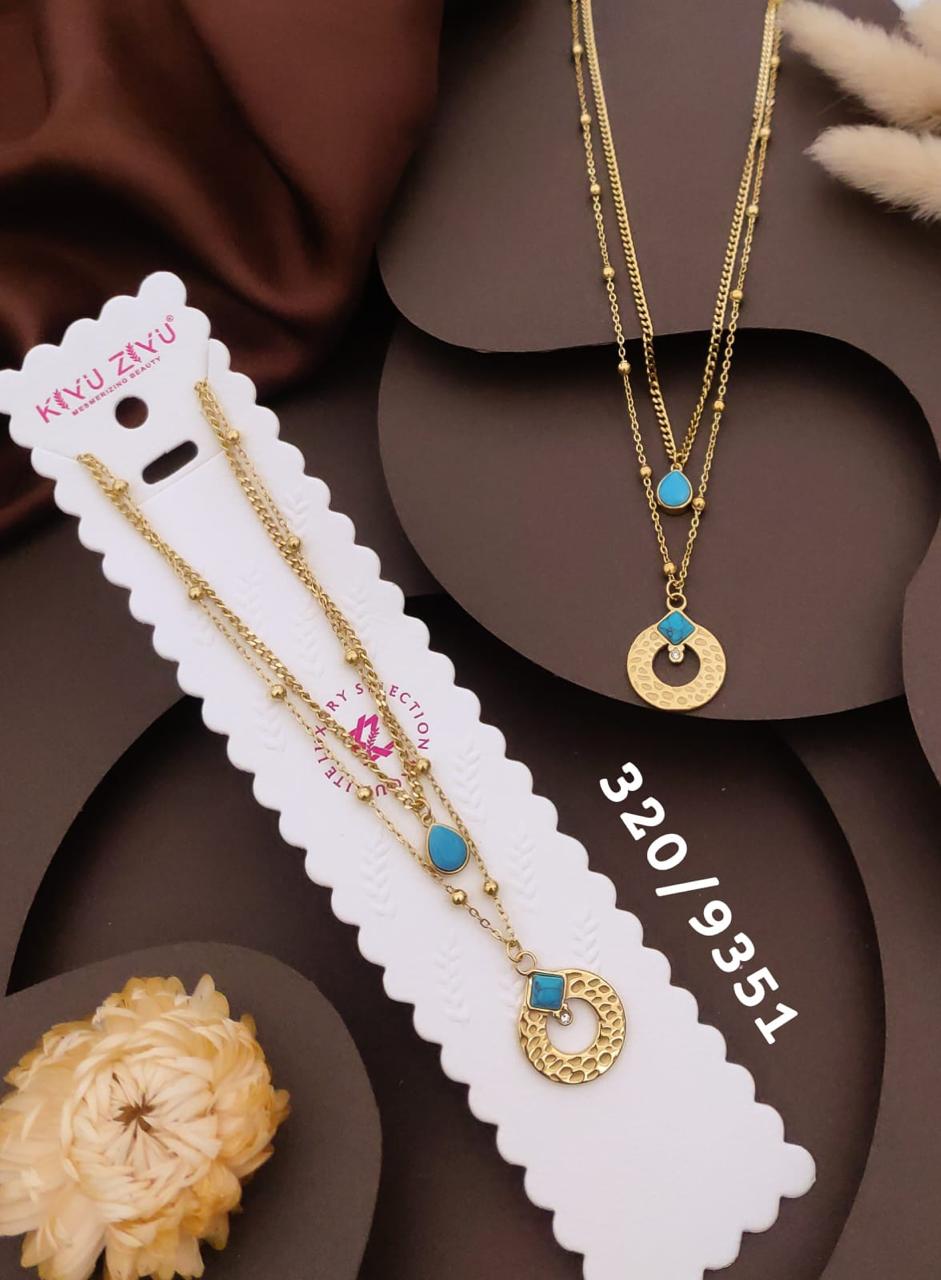 Turquoise Dual-Layer Statement Pendant Necklace
