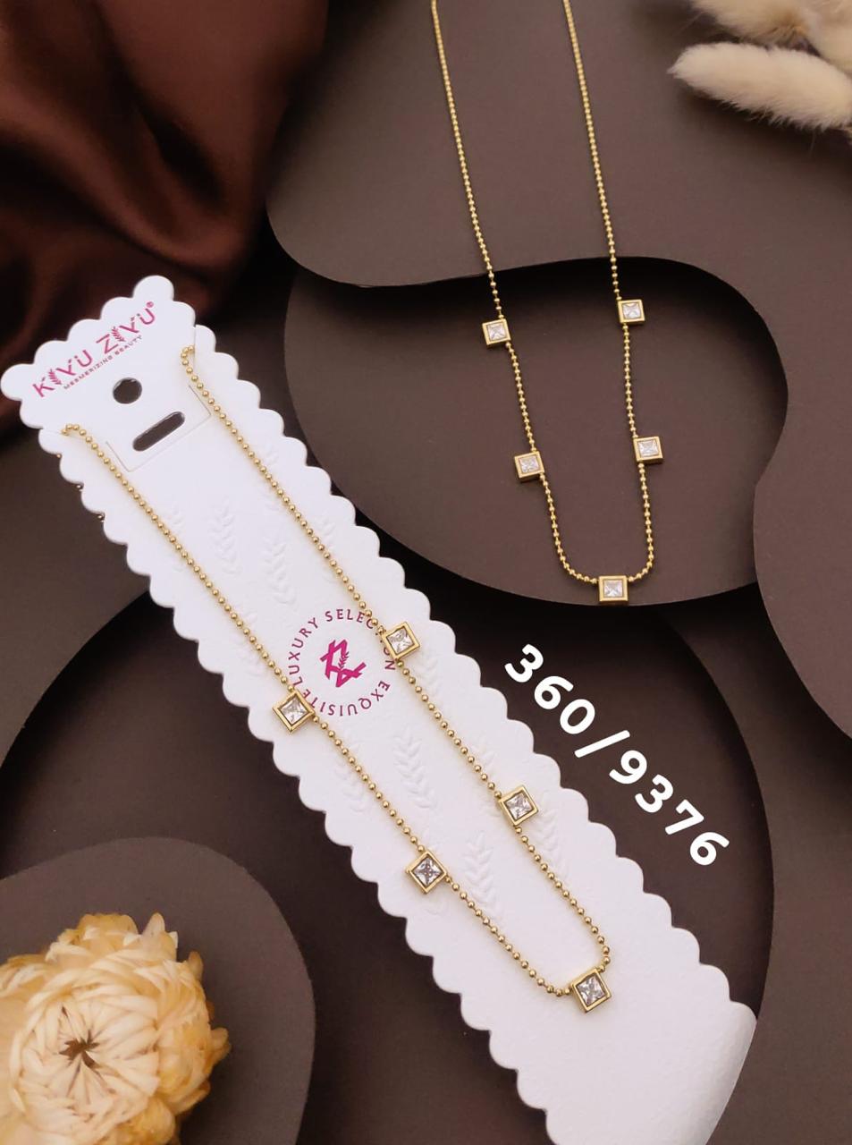 Elegant Square Crystal Bead Chain Necklace