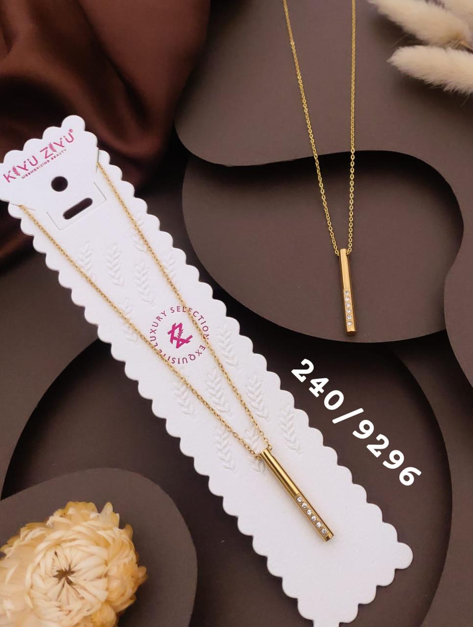 Minimalist Gold Bar Crystal Pendant Necklace