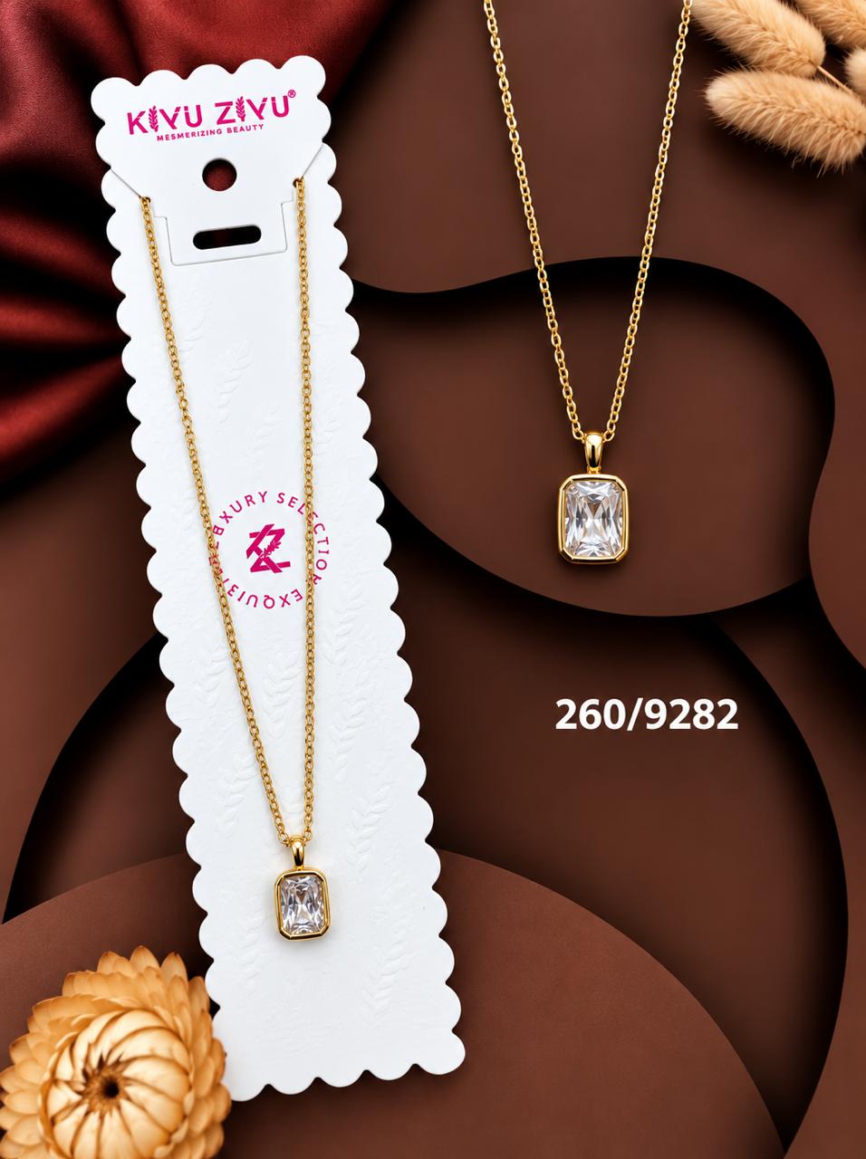 Elegant Crystal Rectangle Pendant Necklace