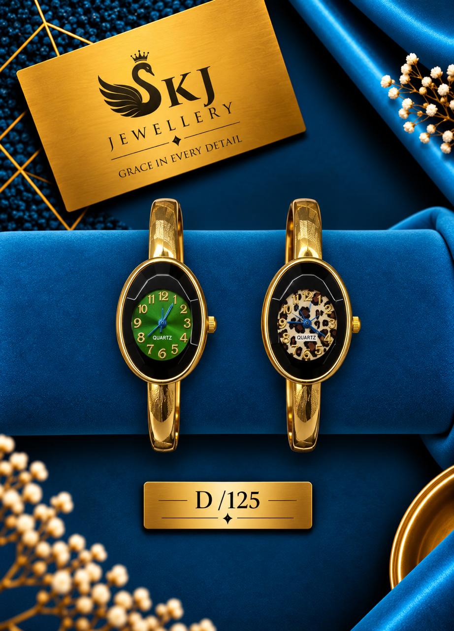 Elegant Gold-Tone Oval Bracelet Watch