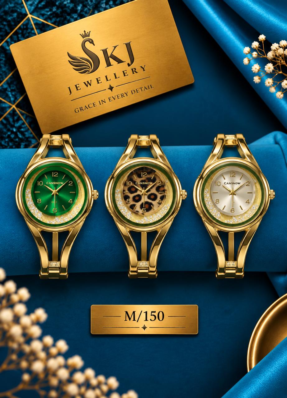Elegant Gold-Tone Crystal Bezel Bracelet Watch