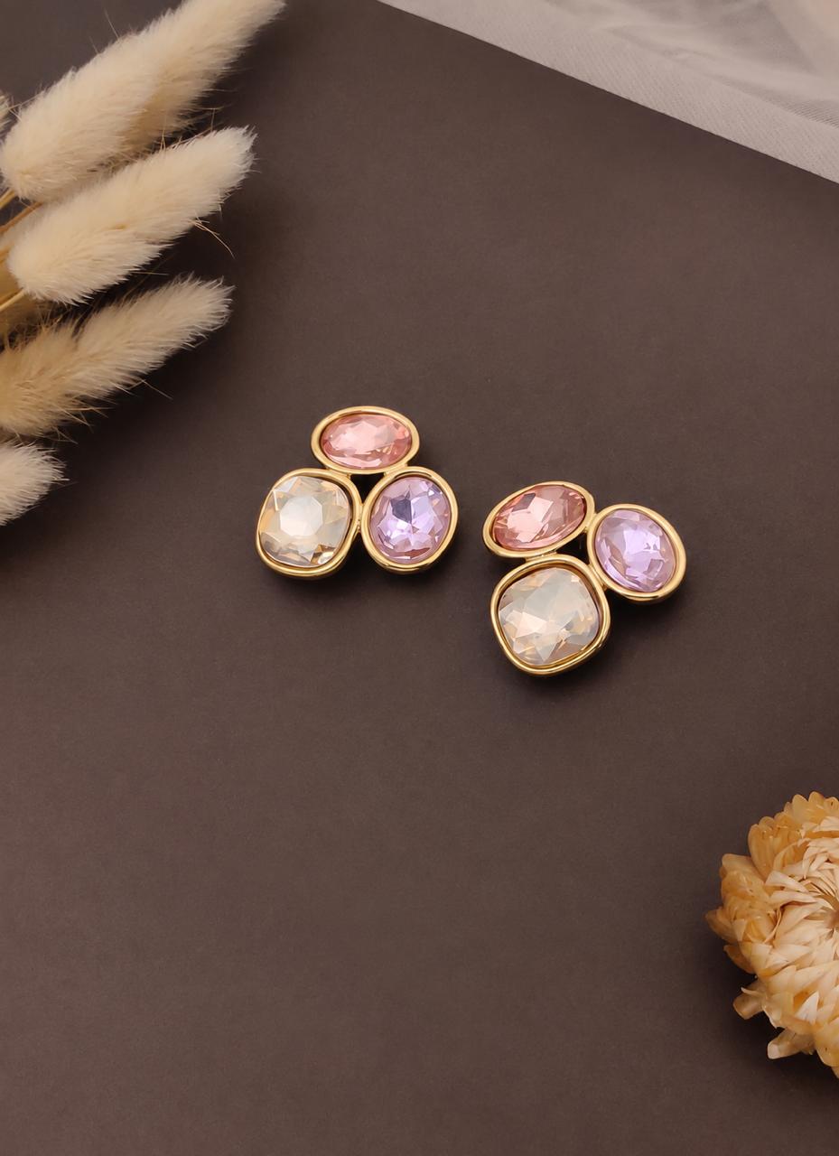 Multicolor Crystal Cluster Statement Earrings
