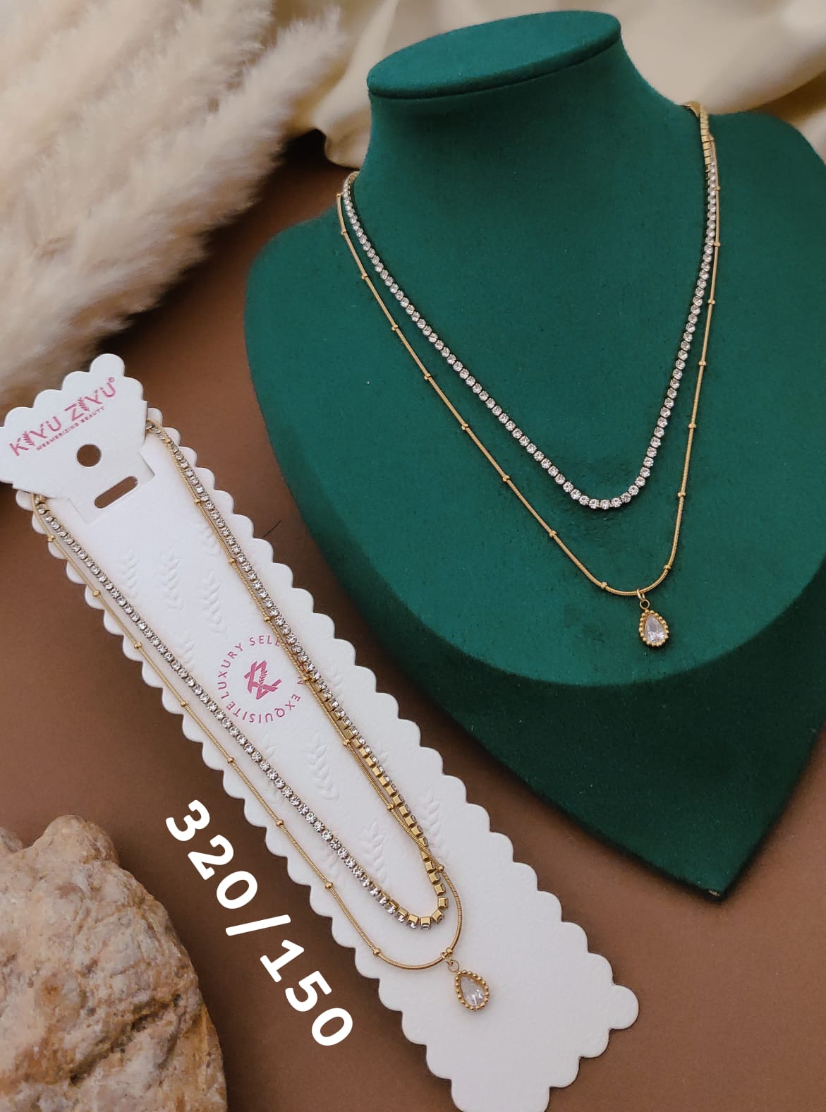 Elegant Gold Layered Teardrop Pendant Necklace