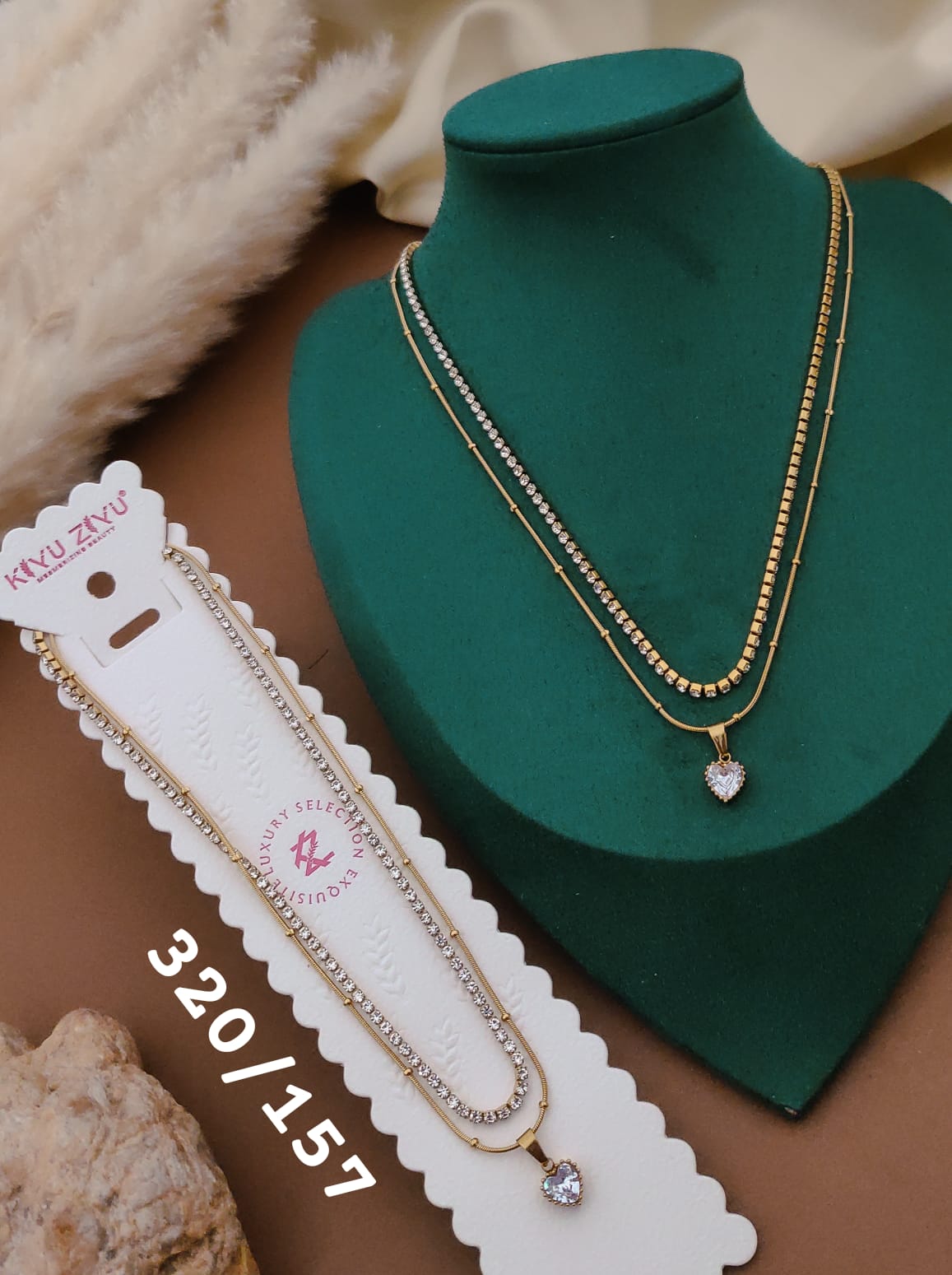 Elegant Layered Heart Crystal Necklace