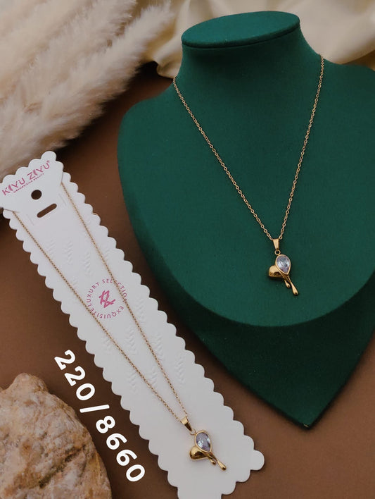 Gold Crystal Drop Pendant Necklace