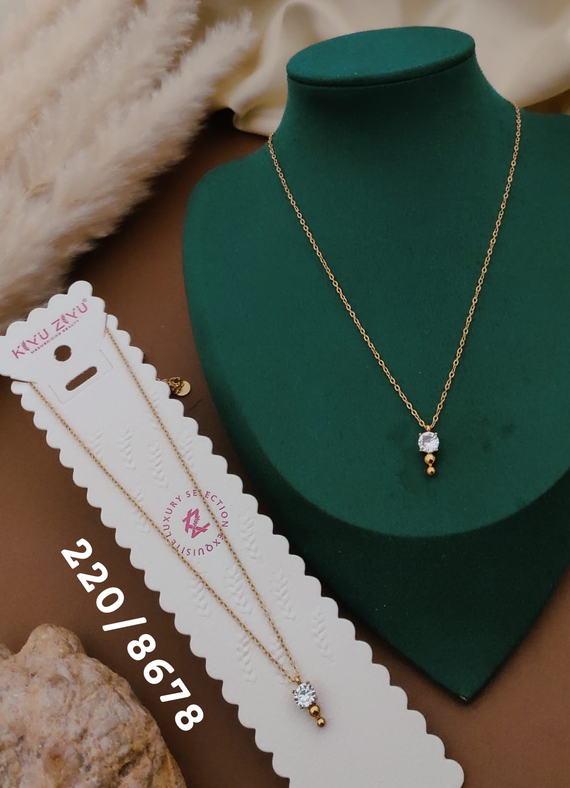 Elegant Gold Solitaire Drop Pendant Necklace