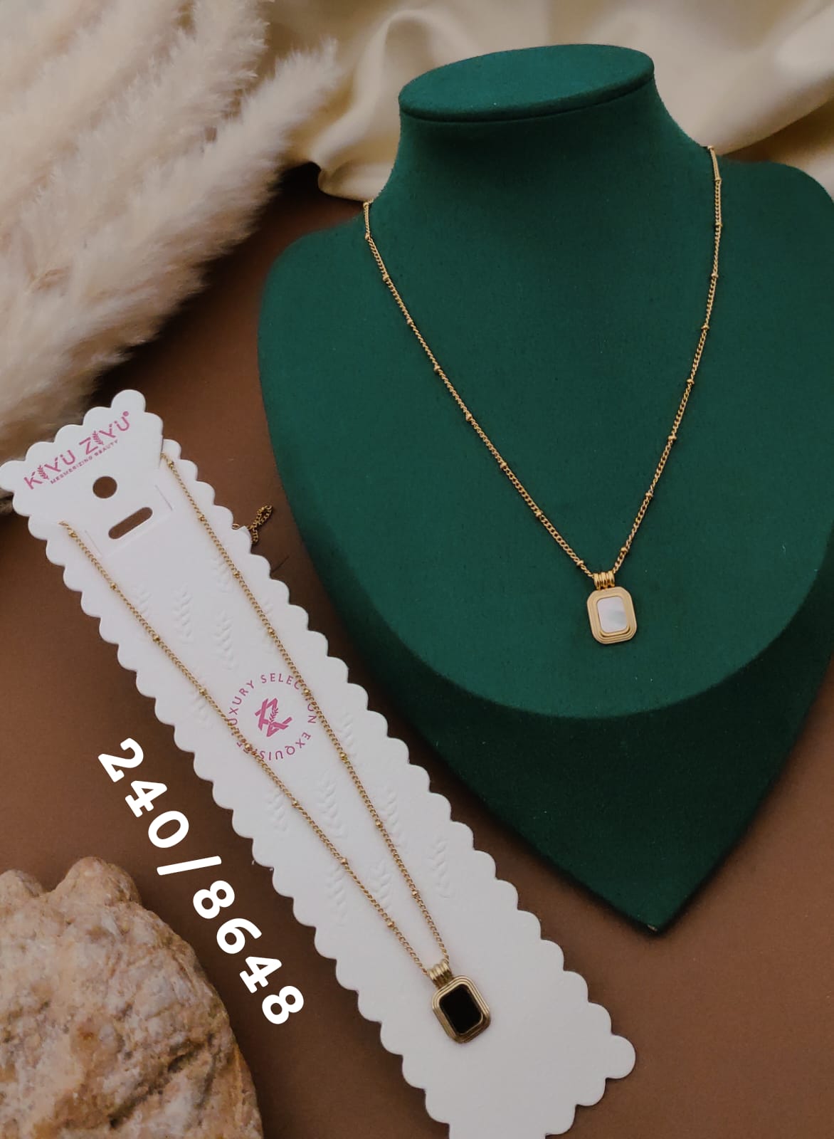 Onyx Frame Pendant Necklace