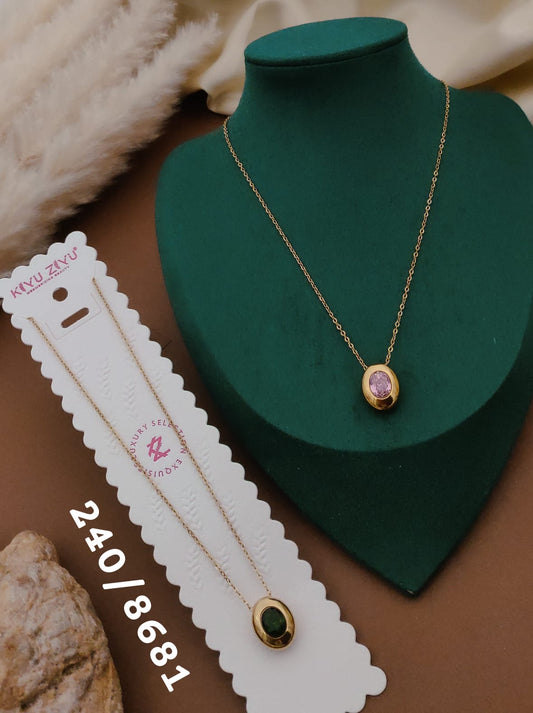 Blush Oval Pendant Necklace
