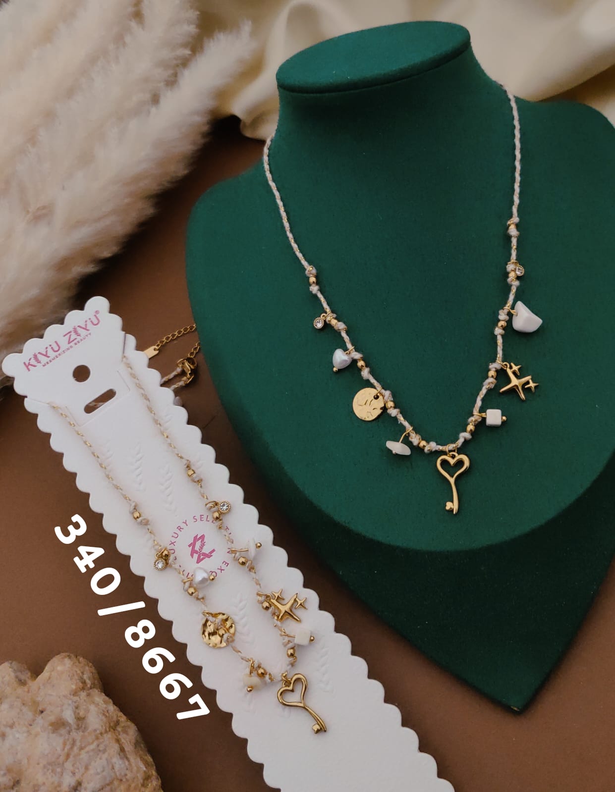 Anti-Tarnish Heart Key Charm Necklace – Gold Finish